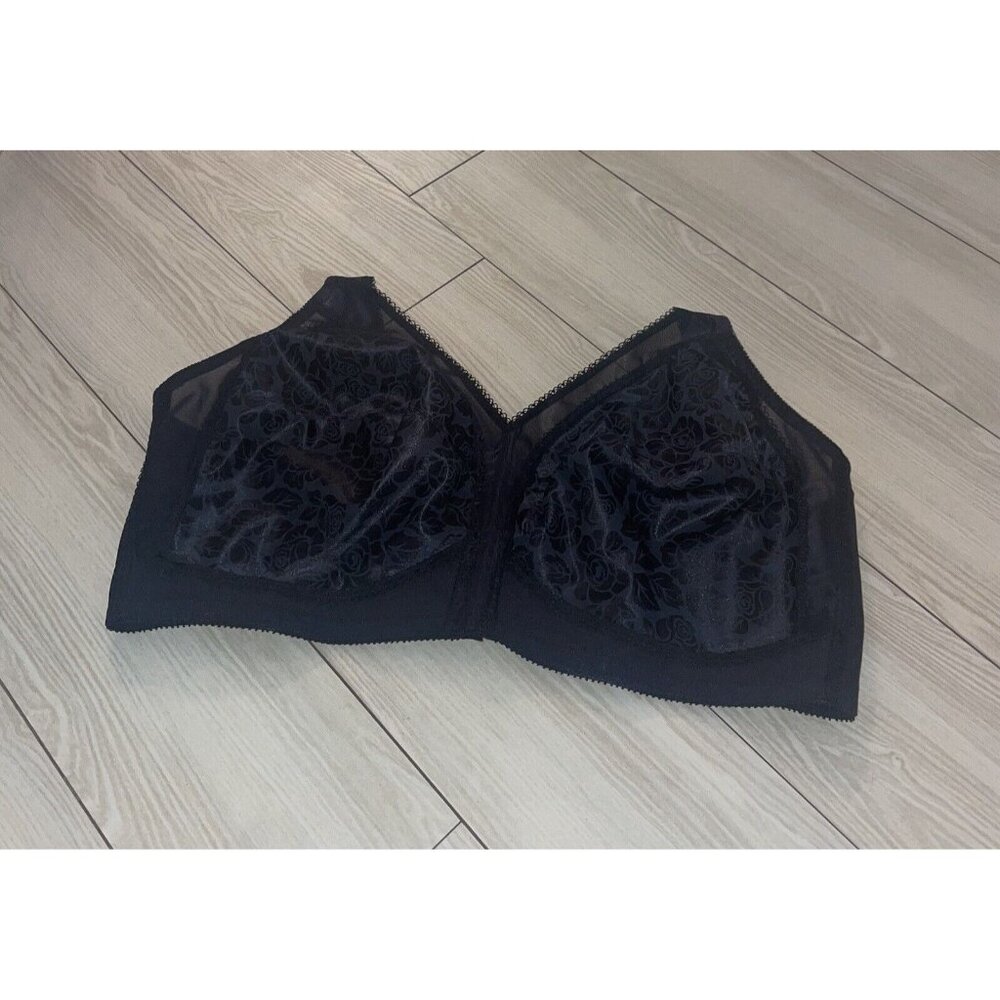 Playtex 4693 18 Hour Original Comfort Strap Bra WF Floral Womens 48D Black
